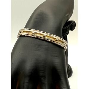 Vintage 925 Sterling Silver Carved Bracelet Signed Gus & Lorie Panteah Zuni